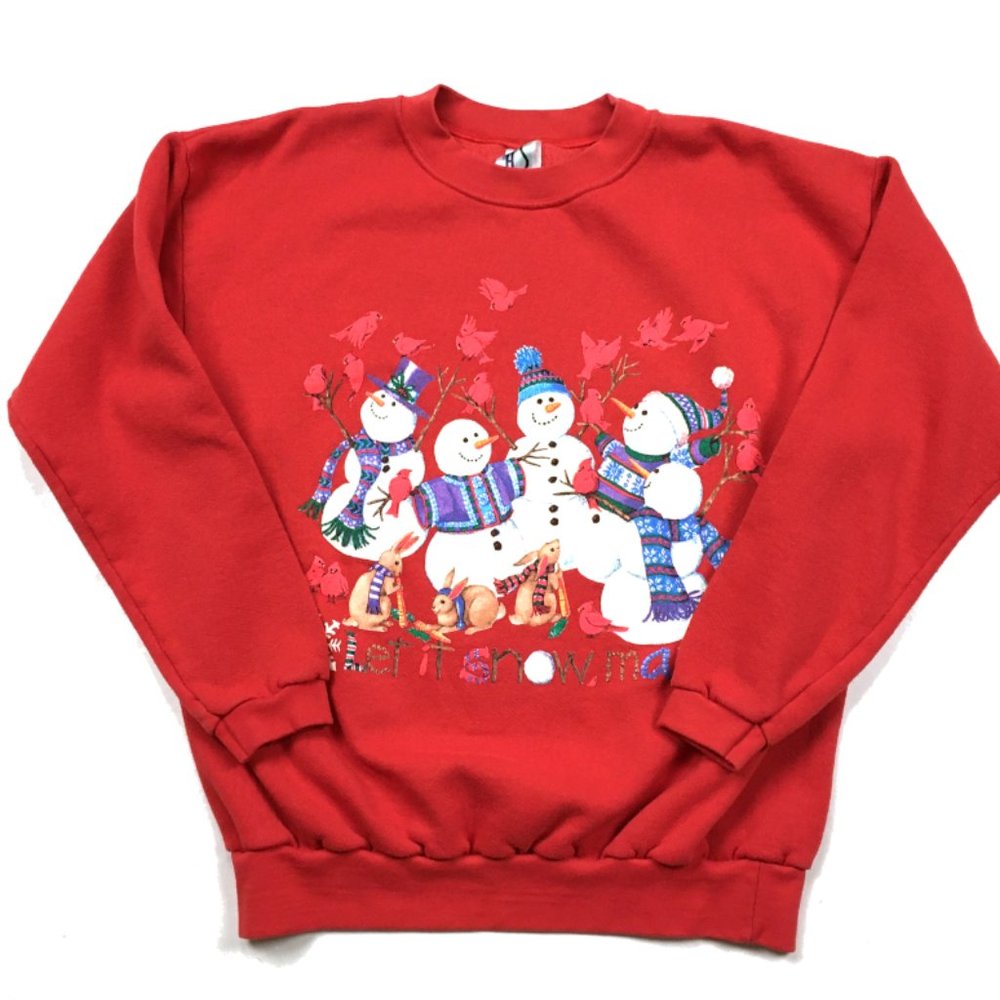 VTG Snowmen Red Sweatshirt Grandma Adult L